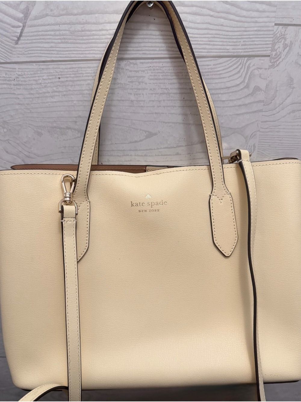 Kate Spade Butter Yellow Leather Tote with Detachable Strap